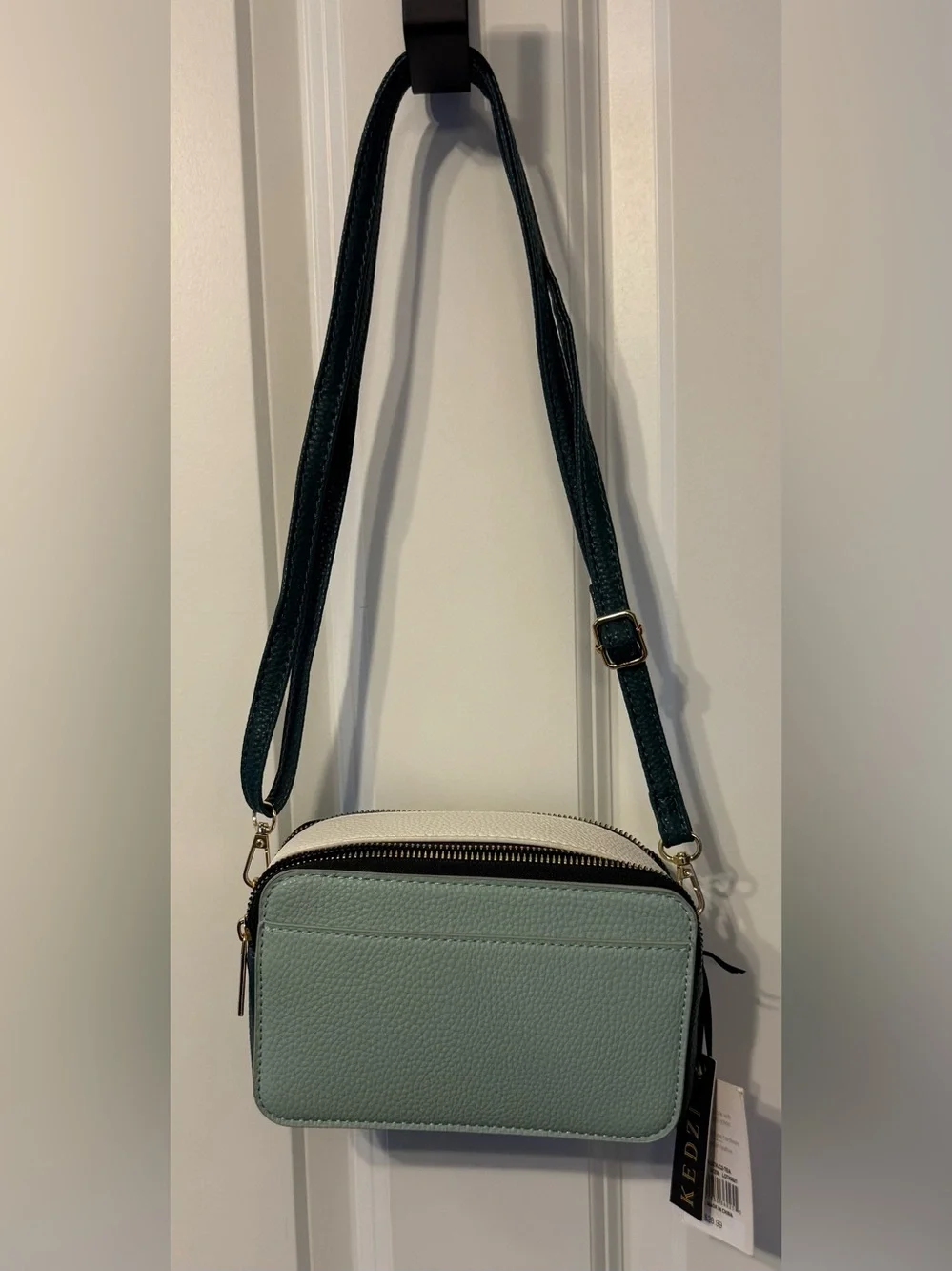 NWT Kedzie Modernist Mint, Green, Cream Colorblock Vegan Leather Crossbody Bag